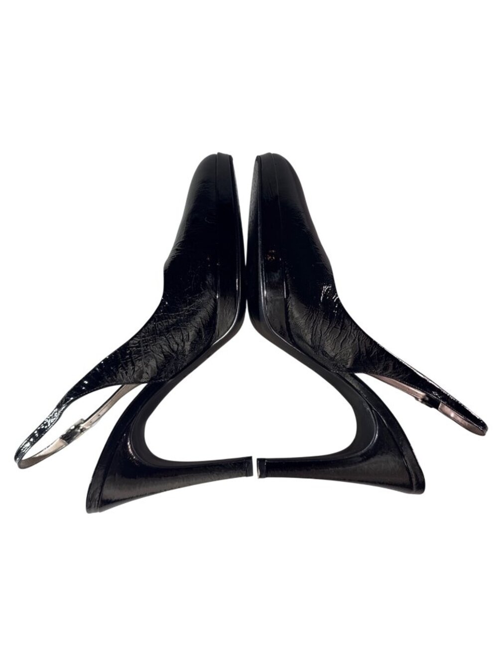 MAX DeCARLO Black Patent Leather Slingback Heels 9.5B Made In Italy - Picture 6 of 14